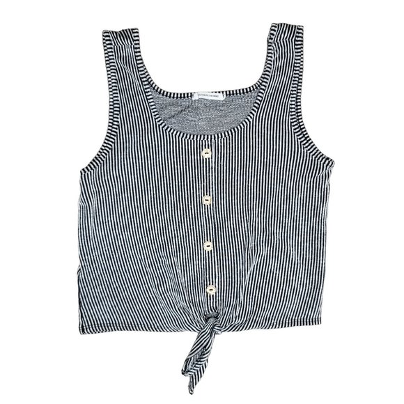 Caution to the Wind Stripe Crop Top Twist Bottom Women's Black White top - Picture 1 of 6